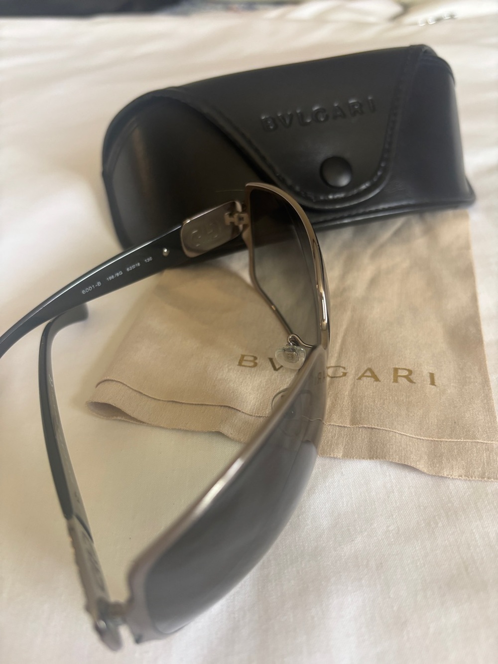 Bvlgari Black/Silver tone Sunglasses with Crystal-Embellished Silver Temples - Picture 10 of 10